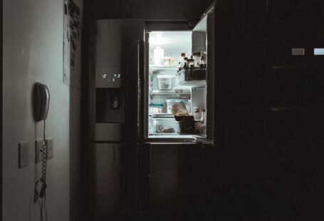 opened fridge with dispenser