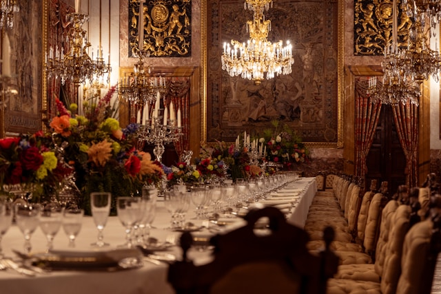 a-long-table-with-a-bunch-of-glasses-on-it